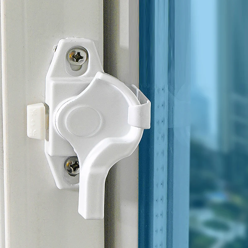 

4PCS White Crescent Lock Plastic Steel Sliding Door Window Lock Bolt Buckle Sliding Door Lock Buckle Aluminum Alloy Hook Lock