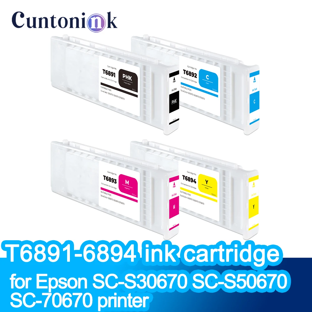 T6891-T6894 Compatible ink cartridge With Eco-solvent Ink With one time use chip for Epson SC-S30670 SC-S50670 SC-S70670 printer