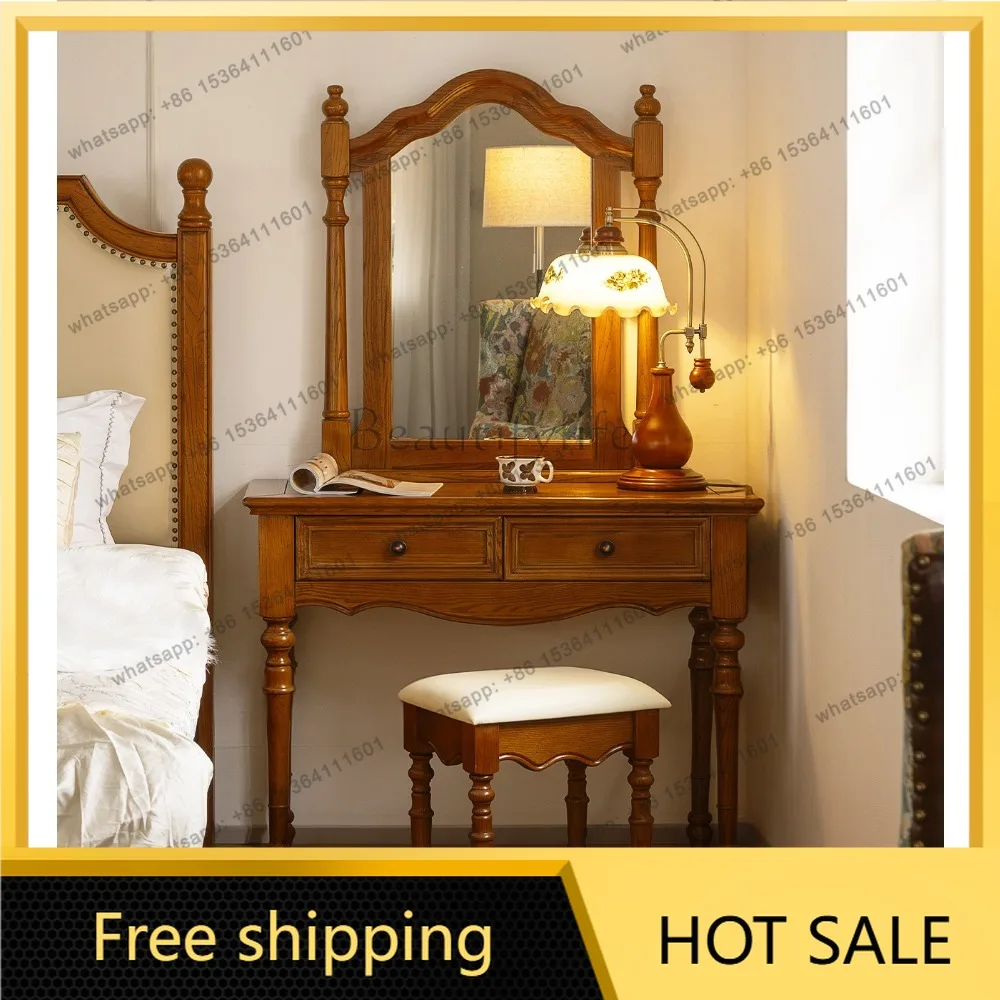 FG American vintage solid wood dressing table, white ash American classic dressing table