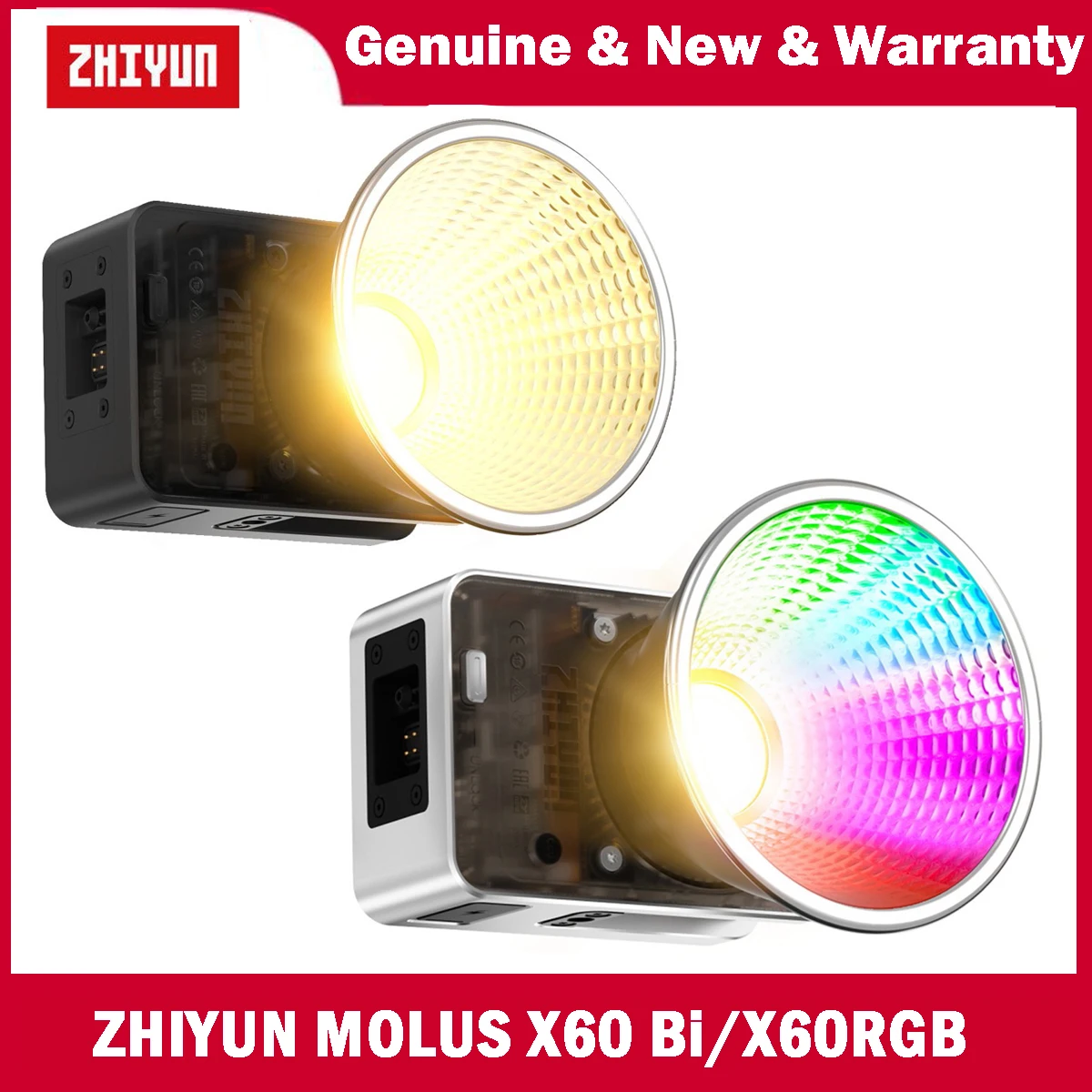 ZHIYUN MOLUS X60 X60RGB RGB Bicolor 60W LED Video Light COB Pocket Lights Outdoor Fill Lamp For TokTik Vlogging Photography