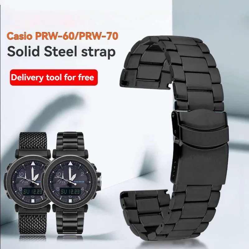 ل كاسيو PROTREK حزام ساعة اليد PRW-600/PRW-60/50/70 الصلبة الفولاذ المقاوم للصدأ ساعة سلس حزام الرجال 23 مللي متر المعادن معصمه سوار #1
