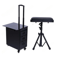 For High-Capacity Draw-Bar Box Dual Purpose Able Arm Bracket Portable Suitcase Tattoo Trolley Bag Artist Tools Storage CAS