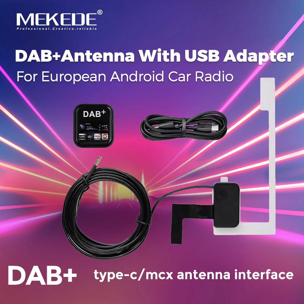DollaTek Antenna DAB/DAB+ Per Auto | Patch Digitale Con Amplificatore RF E LED Per Autoradio