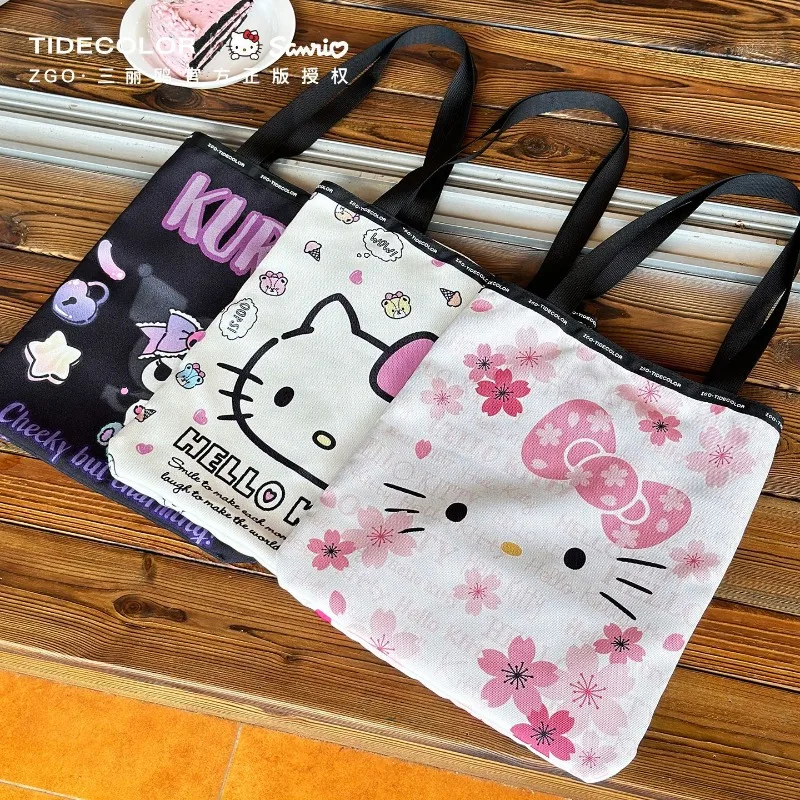 

Hello Kitty Canvas Bag Cute Sanrio Tote Bag Lightweight Large Capacity Shoulder Bag for Students