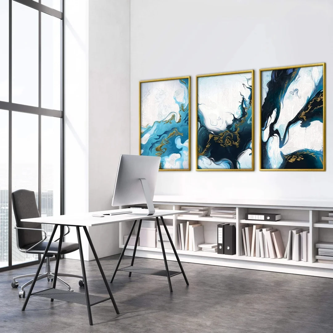 Nordic River Diamond Painting Abstract Landscape Art Kits Full Diamond Cross Stitch Embroidery Handmade Crafts Triptych