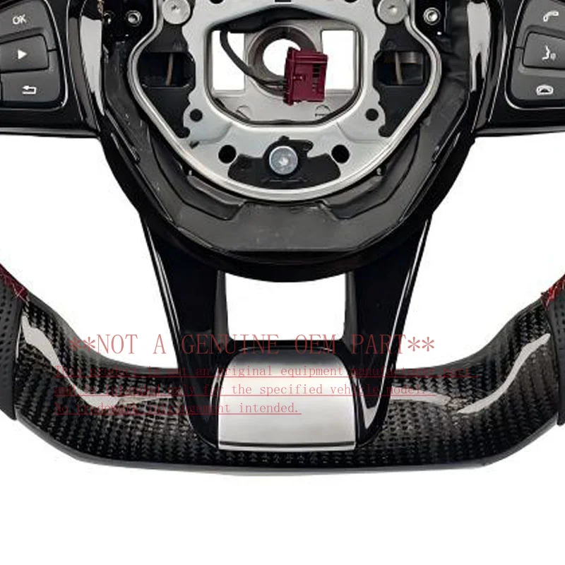 For Mercedes Benz C GLC E S CLS AMG Black Semi Perforated Leather Red Label Electroplating Steering Wheel Horn Shell ZC-205-P-12
