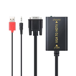 Portable Plug and play VGA To HDM-Compatible Output 1080P HD Audio TV AV HDTV PC Video Cable VGA2HDMI Converter