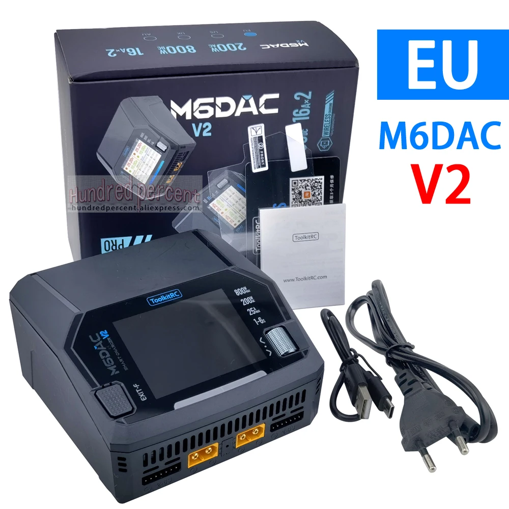 ToolkitRC M6DAC V2 ثنائي القناة الذكية يبو شاحن بطارية مفرغ التيار المتناوب 200 واط تيار مستمر 400WX2 16A ل 1-6S LiHV يبو PD 65 واط نموذج سيارة #5