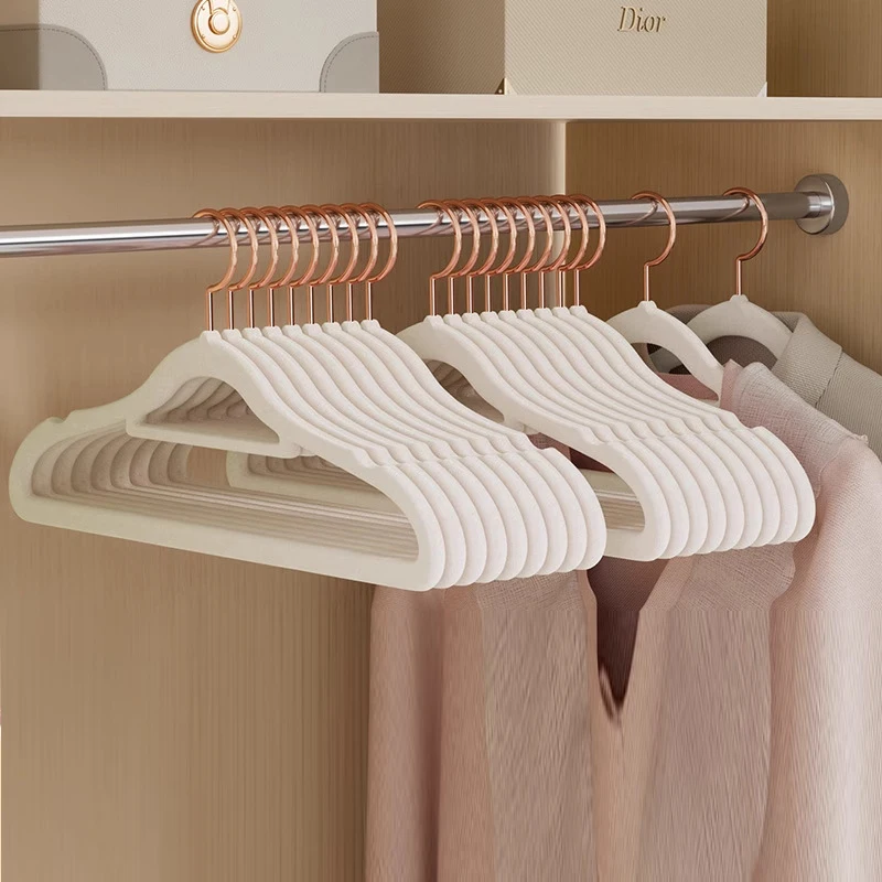 5Pcs Velvet Hanger Clothing Store Coat Plastic Non-Slip Flocking Hangers for Cloths Magic Drying Rack Adults Storage Organizer