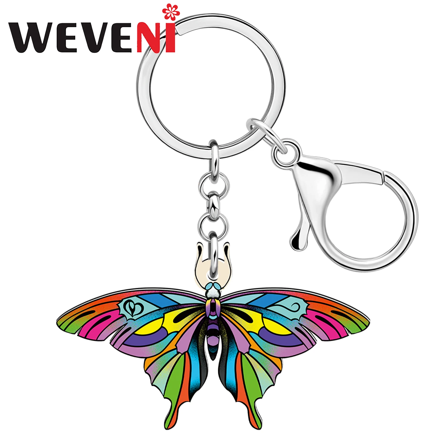 WEVENI Acrylic Colorful Swallowtail Butterfly Key Chains Charm Handbag Purse Keychains Jewelry Key Ring Gifts For Women Girls