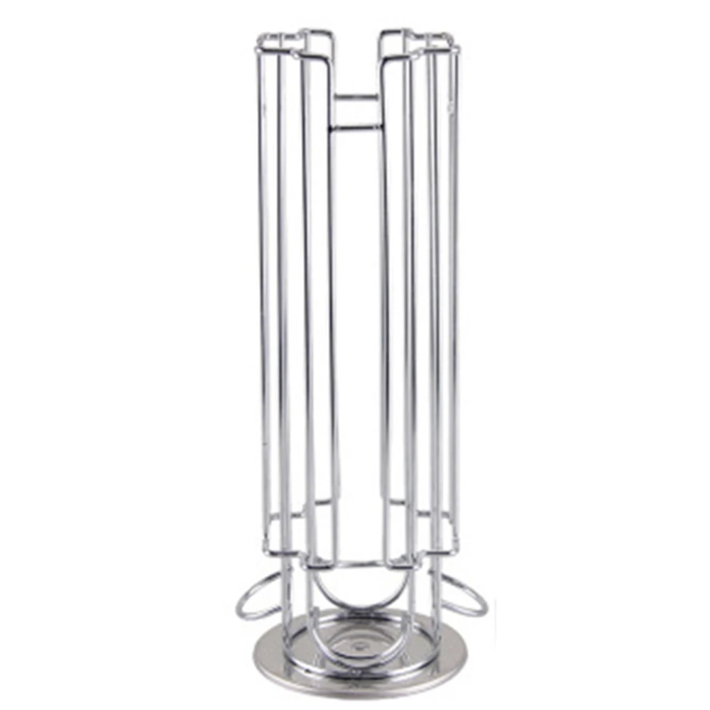 

N10R-18Cups Rotatable Coffee Pod Holder Iron Chrome Plating Display Capsule Rack Stand Storage Shelves For Capsule