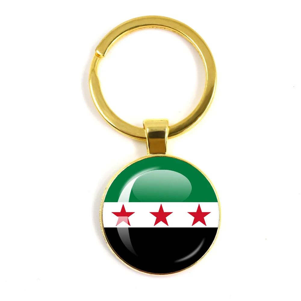 Syria National Flag Keychain Keyring Jewelry Pendant Cabochon Glass Keychain Friends Jewelry Accessories Gifts