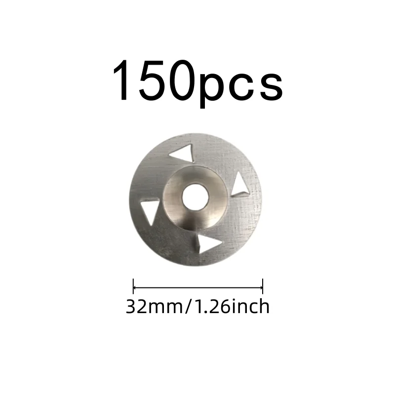 150 pcs Four Claw Anti-Slip Design 32mm Iron Tile Washers, great for Wall Construction, Durable Iron Material