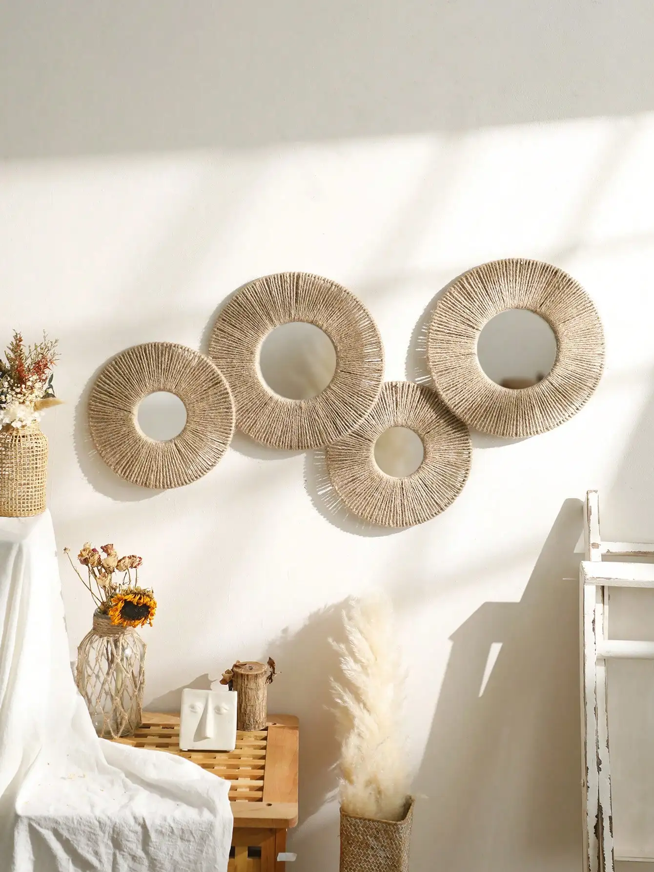 1/2/4 stücke hand gewebte Wandbehang dekorative Spiegel Boho Zimmer Dekore ästhetische Dekoration Tapisserie Schlafzimmer hängen Ornamente