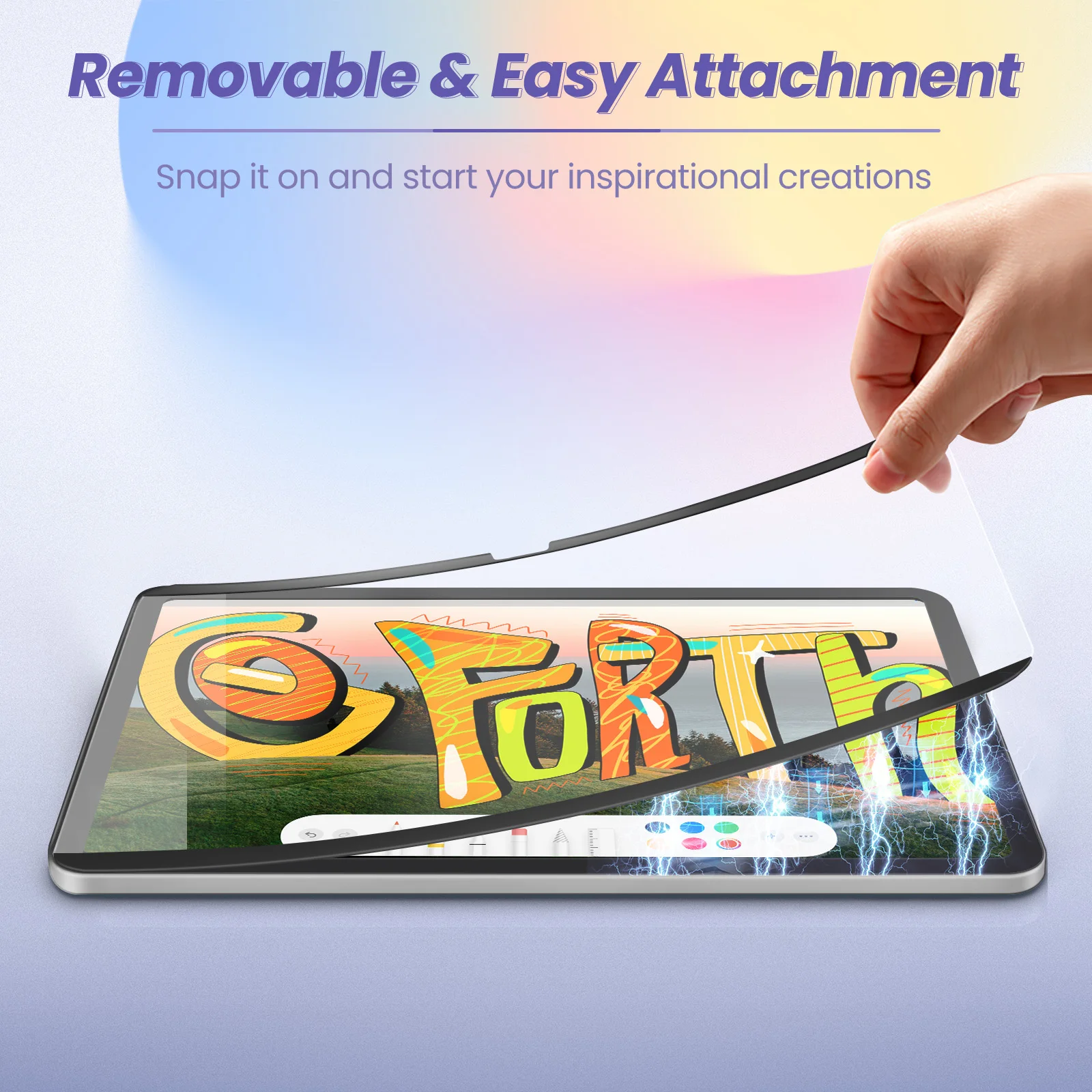 MoKo Magnetic Paper Screen Protector for iPad Pro 11 Inch 2024 M4 (5th Gen),Detachable&Reusable iPad 11 In 5th Screen Protector