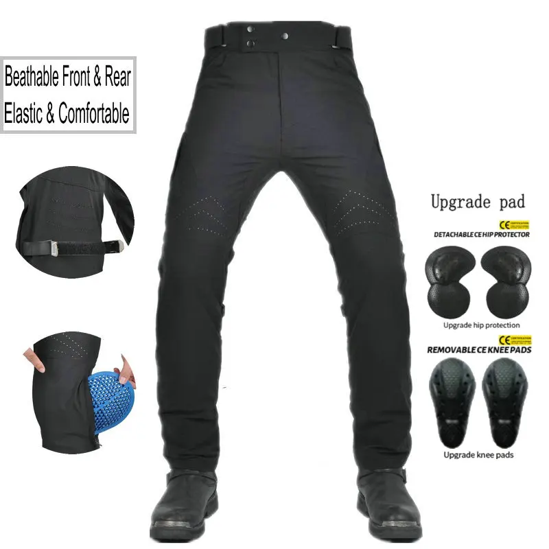Summer Motorcycle Riding Pants Front&Rear Perforation Breathable Comfortable Touch Motocross Protection Trousers Reflective Safe