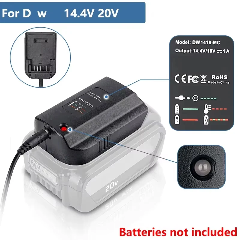 

Адаптер питания 110-220В AC/DC, зарядное устройство 12В, замена для аккумуляторов Dewalt 14.4В/18В DCB105, DCB015, DCB101, вилки US/EU