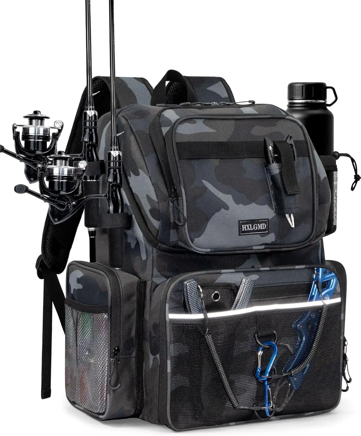 

Большой водонепроницаемый рыболовный рюкзак 43 л с держателями для удочек, термосумкой для снастей, для кемпинга и походов