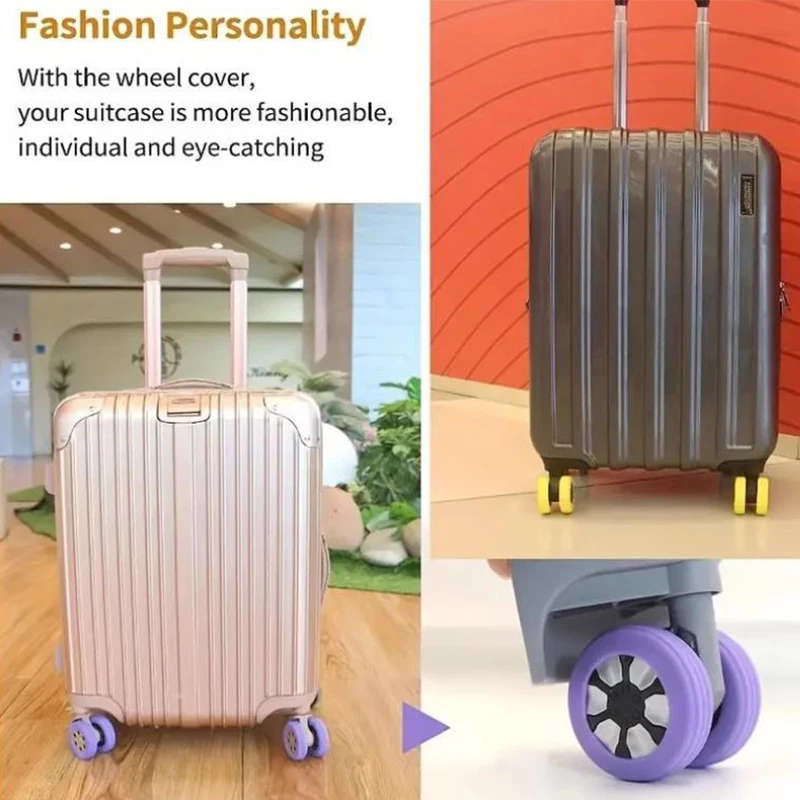 8pcs Luggage Wheels Protector Silicone Wheel Caster Shoes Travel Luggage Suitcase Guard Cover Accessories