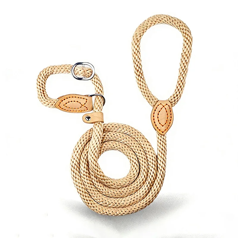 

Dog Leash P Chain Slip Collar pet Walking Lead Outdoor puppy pet Traction Hemp rope For small Medium Large big Dogs long 1.5m