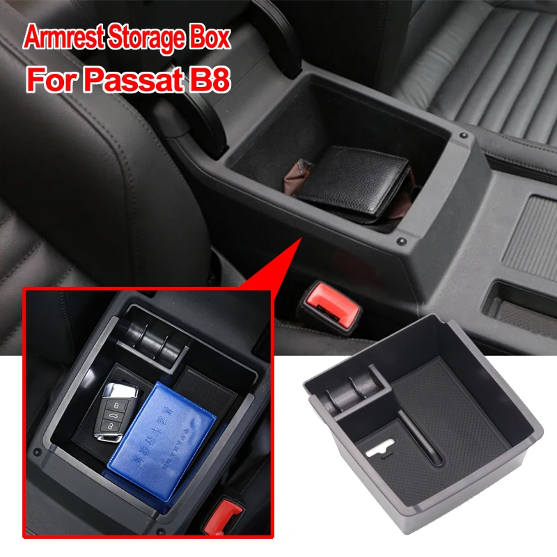 

For VW Passat B8 Accessories Center Console Armrest Storage Box 2019 2017 2015 2018 2016 Car Organizer Sedan Variant Alltrack