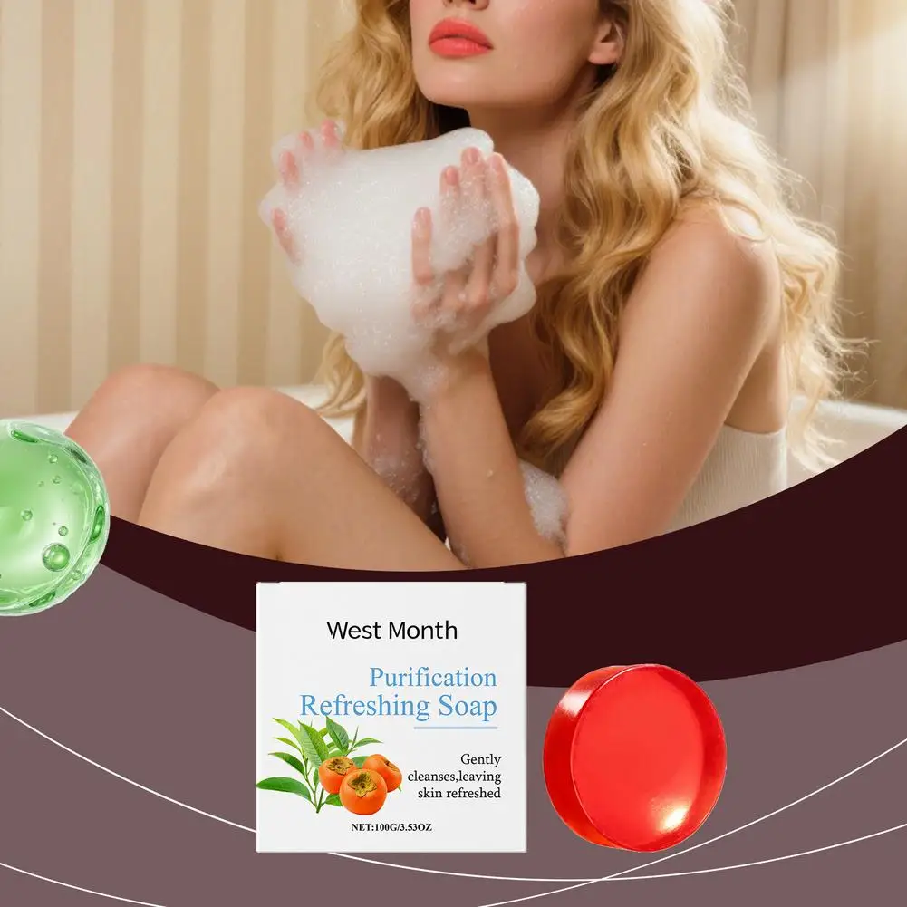 100g Soothing Skin Soap ,Body Purifying Deodorizing Bar Extracts,Gentle Skin Mild with Soap Types All Tea Green on Natural W4H5