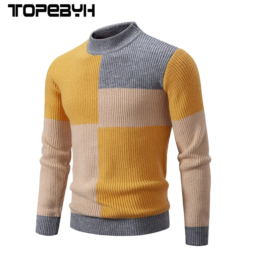 High Quality Men\'s New Autumn and Winter Casual Warm Neck Sweater Knit Pullover Tops  Warm Man Clothes