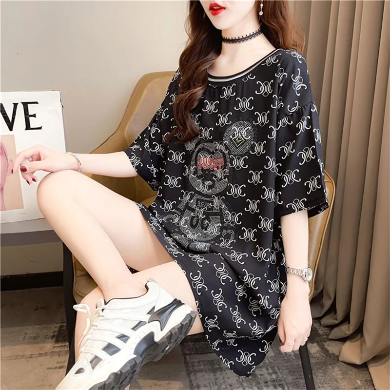 Women Print T Shirt 2024 Summer Lady Long Sleeve Hollow Out Sexy Streetwear Harajuku Top