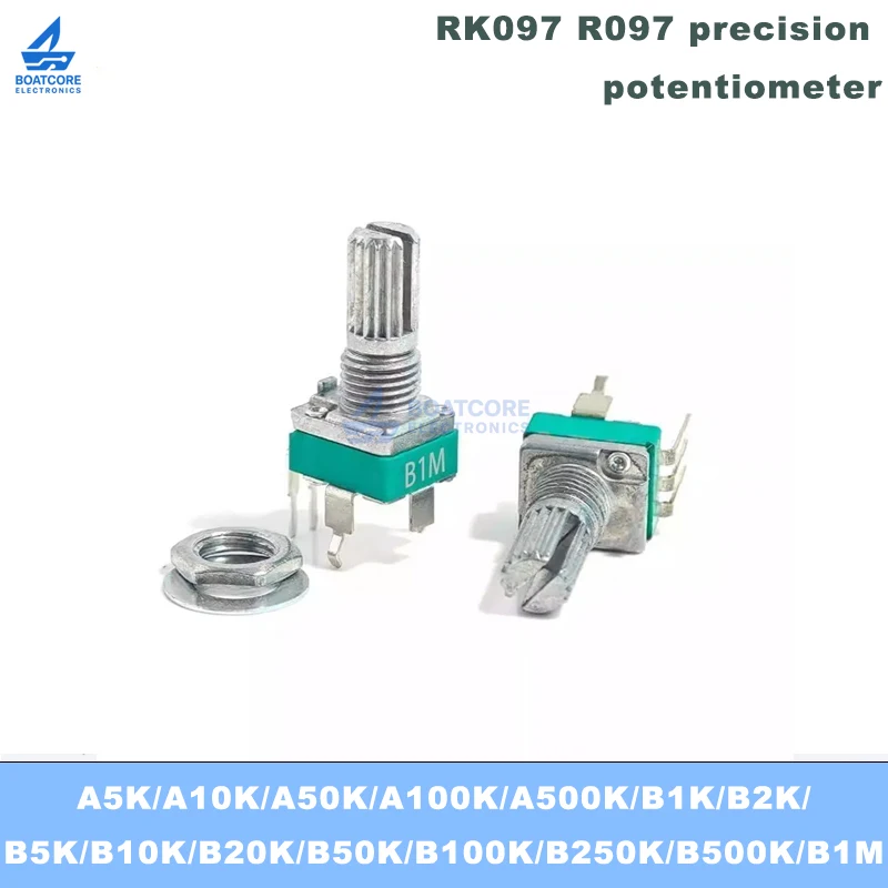 10PCS RK097 R097 Potentiometer 15mm Shaft Vertical Single Rotary 3Pin with Bracket A/B10K 5K 1K 2K 20K 50K 100K 250K 500K 1M