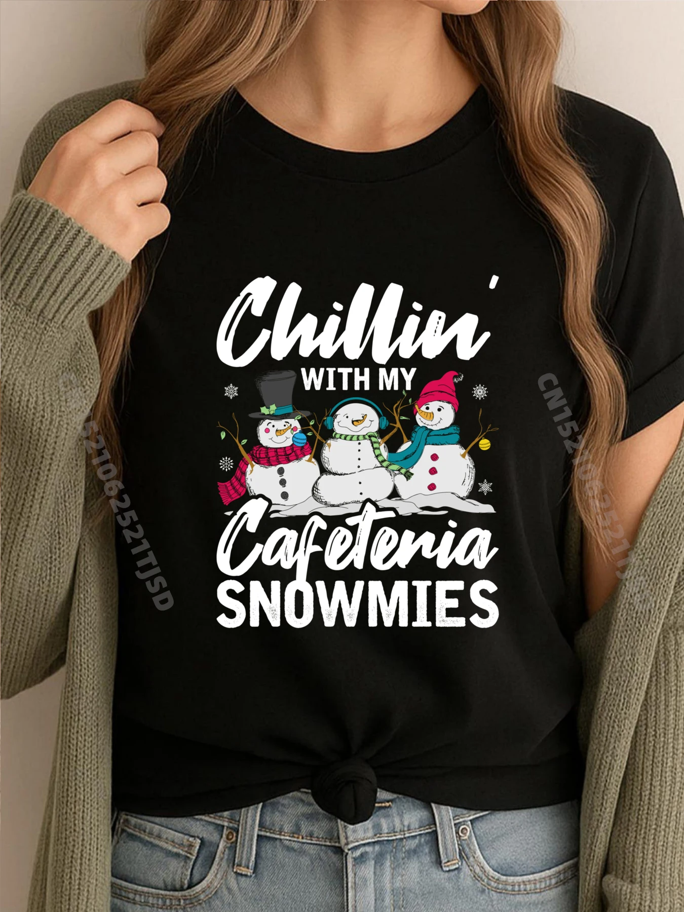 

Chillin With My Snowmies Cafeteria, милые рождественские одинаковые забавные рубашки, классическая футболка для вечеринки