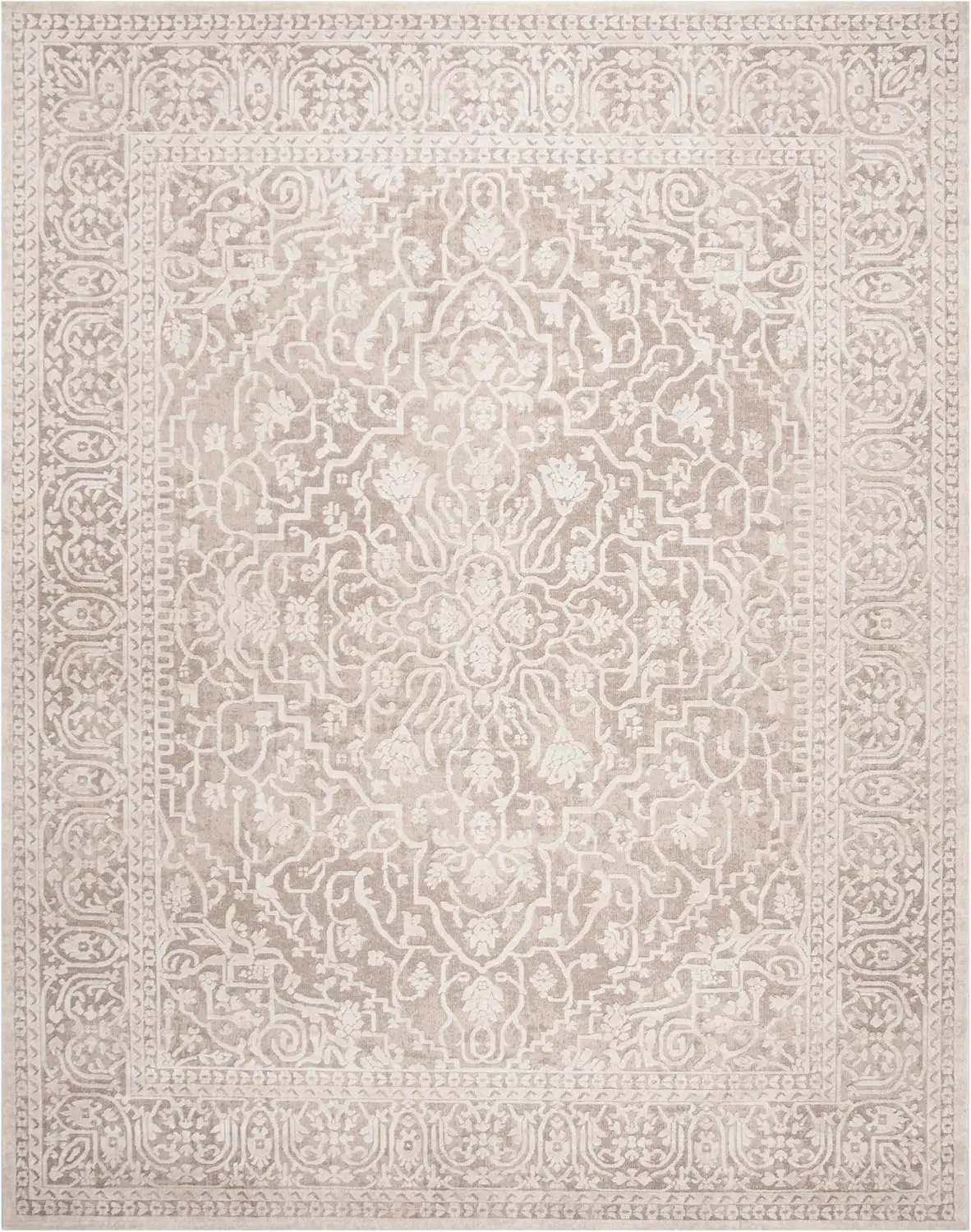 Rug - 8' x 10', Beige & Cream, Vintage Distressed Design, Non-Shedding & Easy Care, Ideal fo