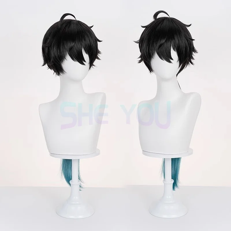 HSR Dan Heng Permansor Terrae Cosplay Wig 80cm Black Green Gradient Wig For MenCosplay Anime Wig Heat Resistant Synthetic Hair