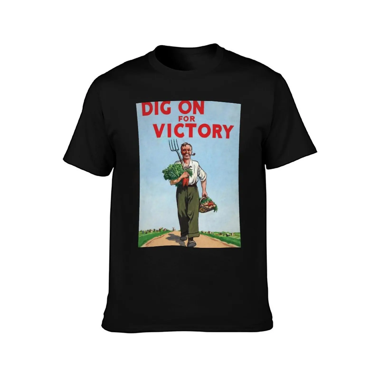 Vintage Dig on for Victory T-Shirt, Summer Casual Cotton Tee, Oversized Streetwear Tops, Vintage Graphic Print, Unisex Men Women
