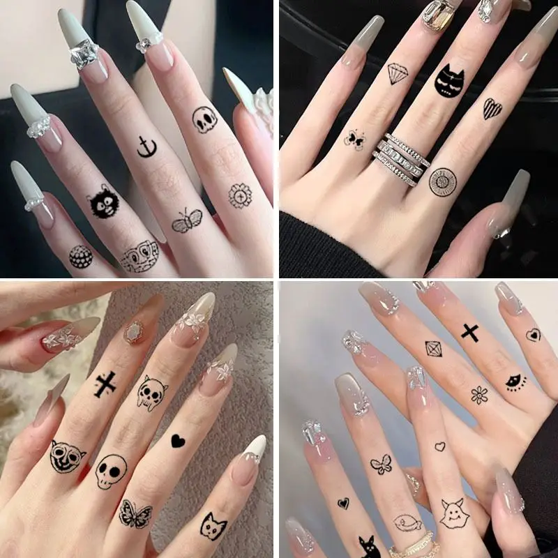 New Cross Border Black Finger Tattoo Stickers Fresh Style High End INS Sexy Skin Whitening Tattoo Decals