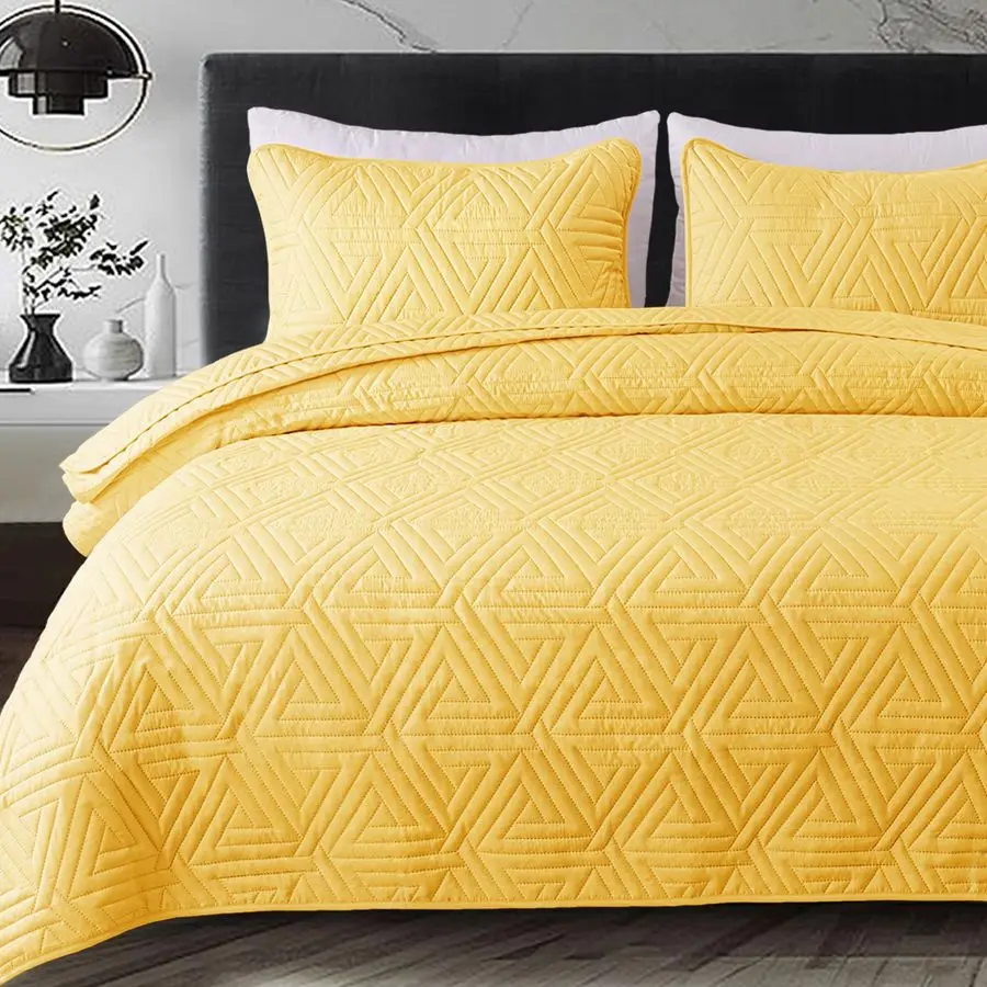 

Мягкий комплект стеганых покрывал King Size для всех сезонов, 3-предметный ультразвуковой геометрический стеганый комплект постельного белья, легкое двустороннее покрывало, накидка на кровать