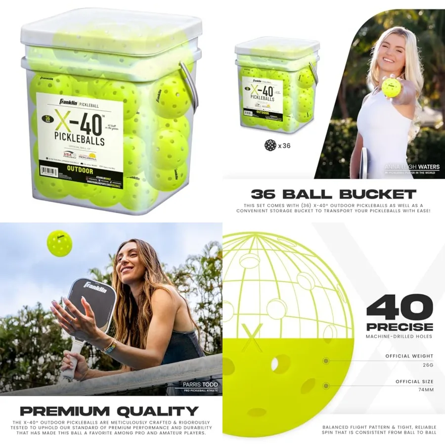 

X-40 Outdoor Pickleballs - Official Ball of USA Pickleball, APP Tour + US Open - Regulation Size