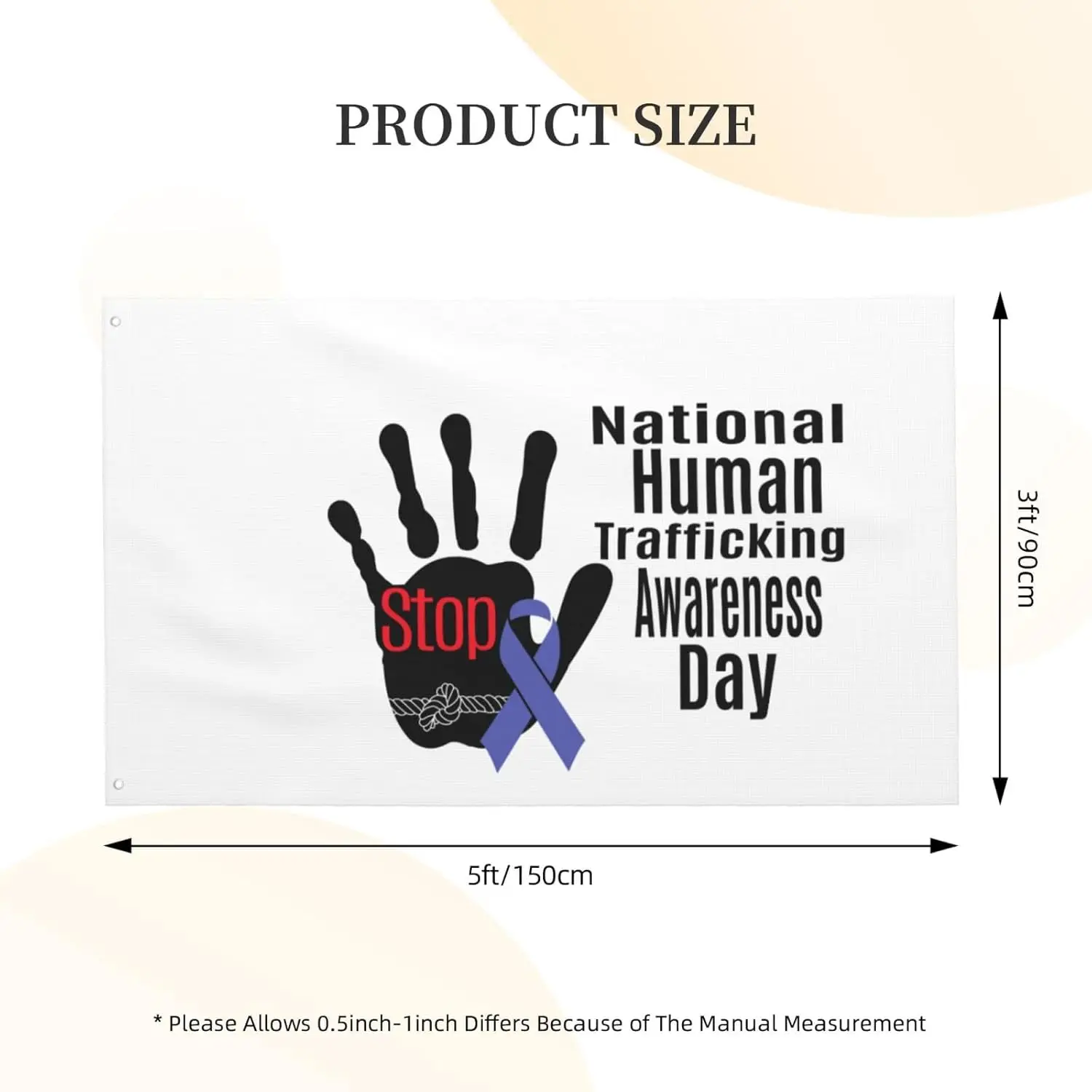 Flagicts 100% Polyester Human Trafficking Awareness Month Blue Ribbon Flags