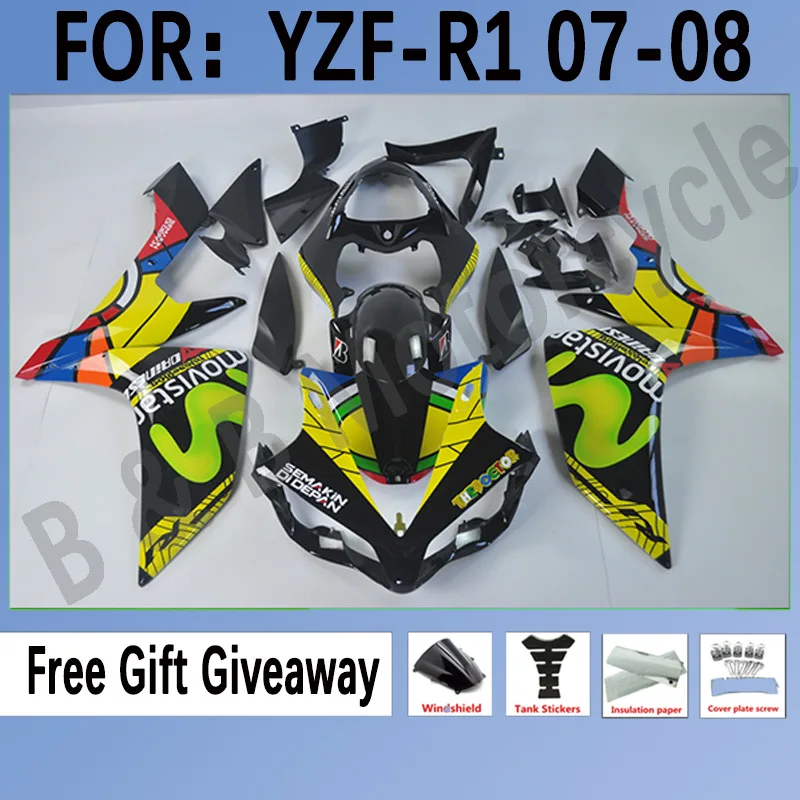 

Для Yamaha YZF R1 2007 2008, комплект кузова мотоцикла, популярные товары, комплекты для изменения цвета корпуса, стильный обтекатель, черный, зеленый