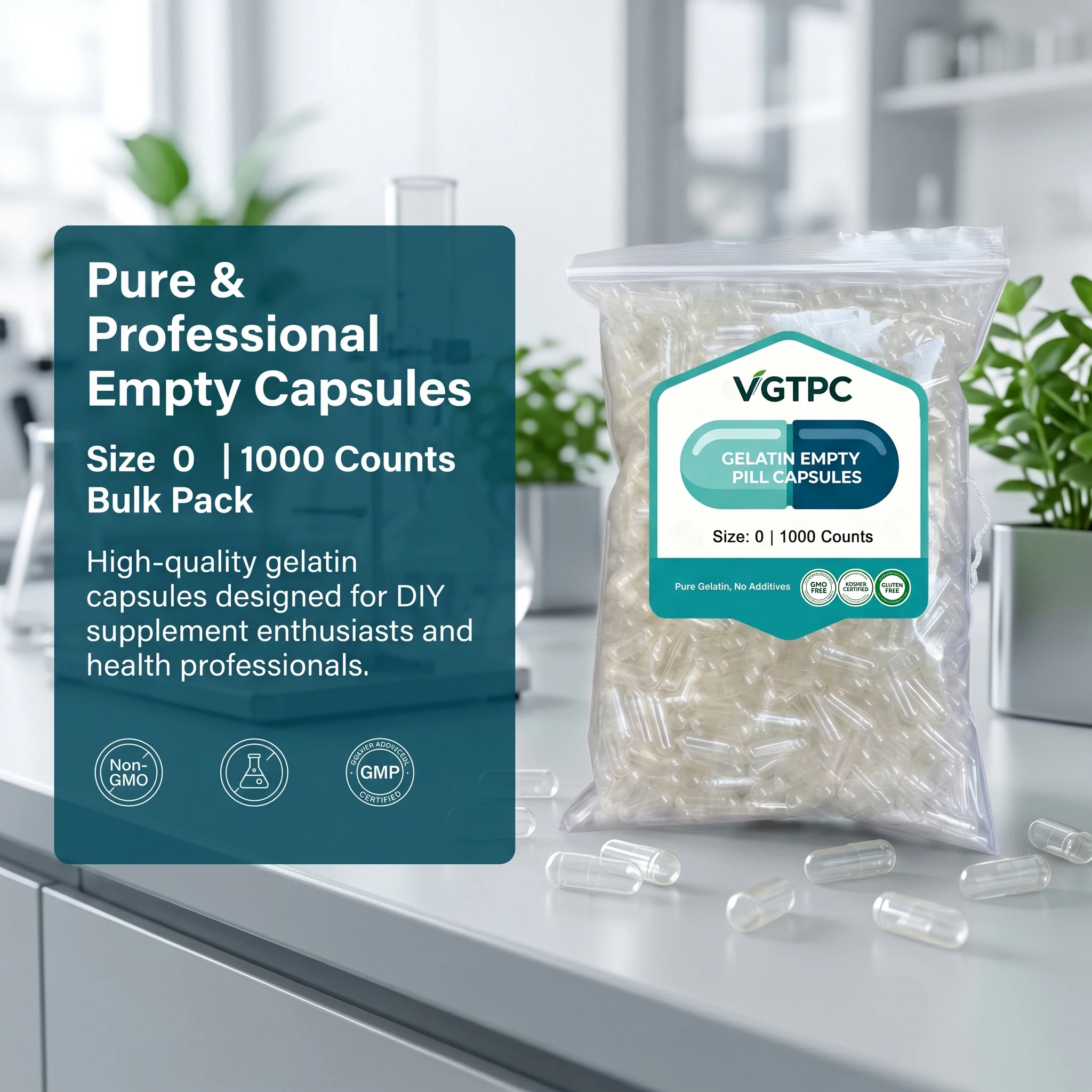 1000Pcs Standard Size 0 Empty Vegan Capsules Shell Clear Transparent DIY Vitamins Hollow Separated Capsules
