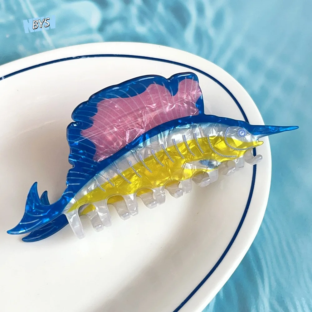 

Hairpin Ocean Animal Hair Claw Goldfish Large Marine Life Fish Hair Clip Pvc Korean Style Headwear Fish Grab Clip Vacation