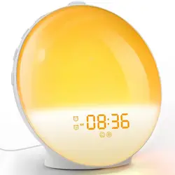 Wake-up Lamp Sunrise Alarm Clock Time Atmosphere Lamp Colorful RGB Night Light White Drying Sound FM Radio Sleeping Kidsren's...