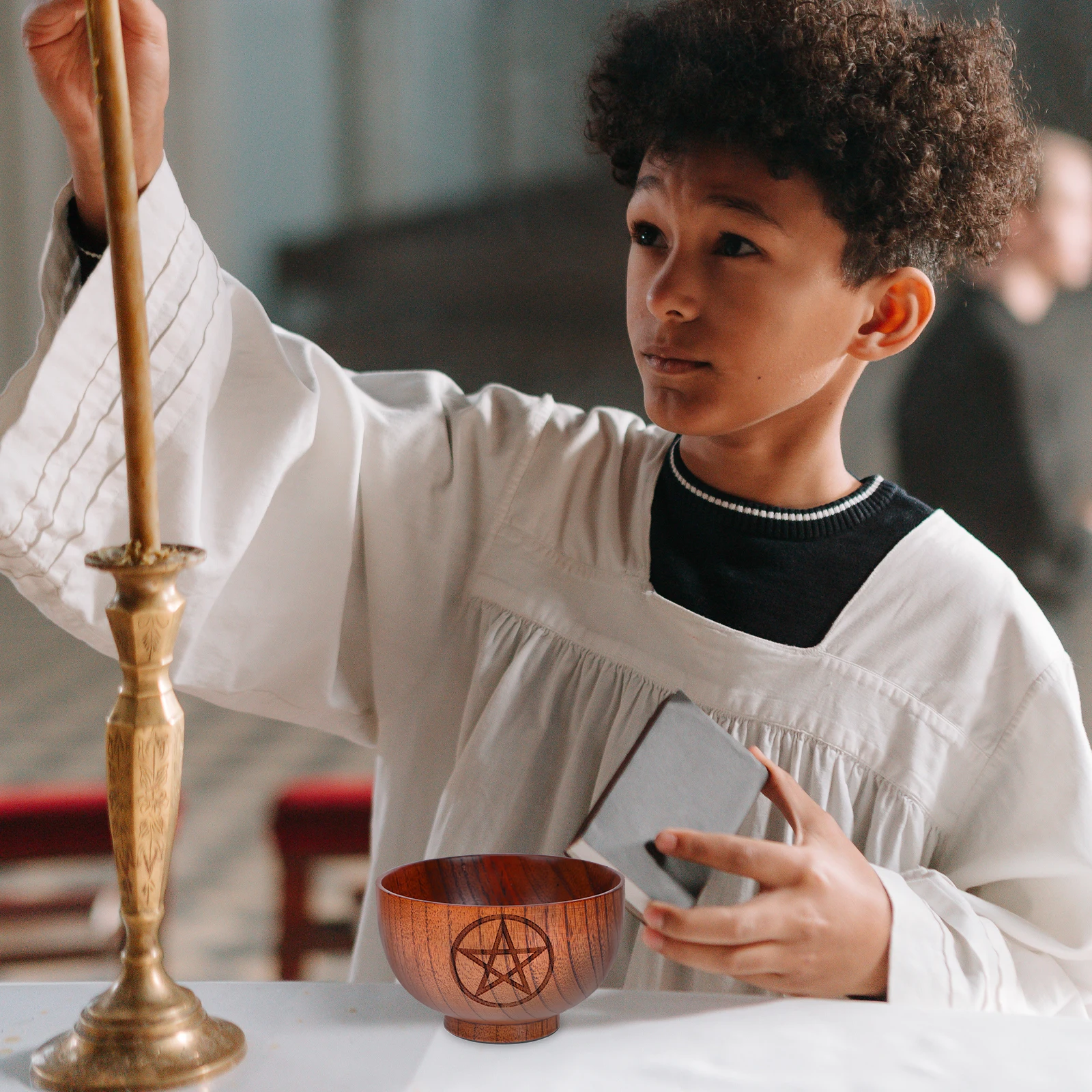 

Creative Wooden Home Decoration Tableware Smooth Small Wooden Delicate Altar Ritual Bowl Religious Sacrificial Supplies Worship