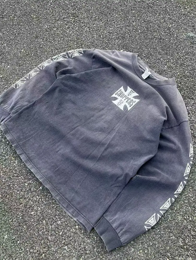 Oversized Washed Black Iron Cross Long Sleeve T Shirt Men Biker Streetwear Vintage Motorcycle Sleeve Print Cotton Casual Tees