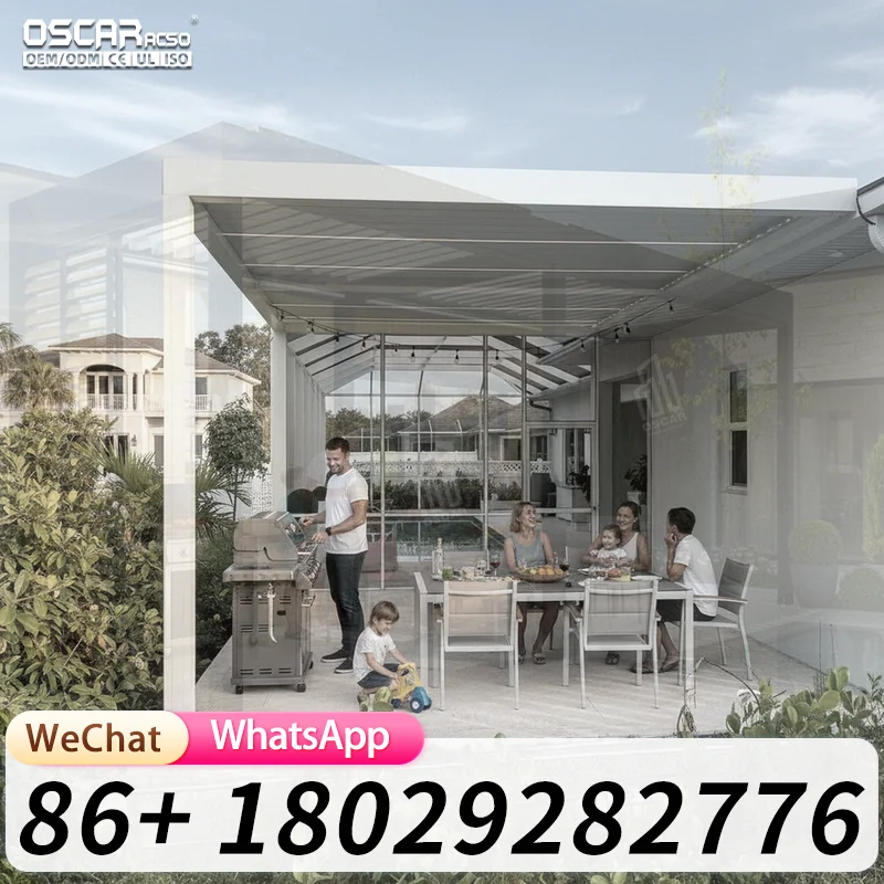 Eco Friendly Modern Natural Aluminum Hardtop Gazebo Heavy Duty Frame Garden Structure Outdoor Kitchen BBQ Party Relaxing Patio N