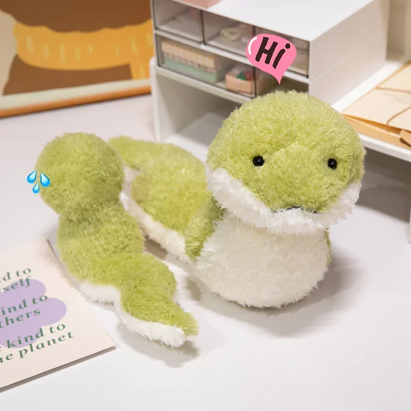 Kawaii Hot Sale Curly Soft Snake Plush Doll Green Cartoon Small Snake Plush Toy Decoration Bedroom Sofa Gift For Friends