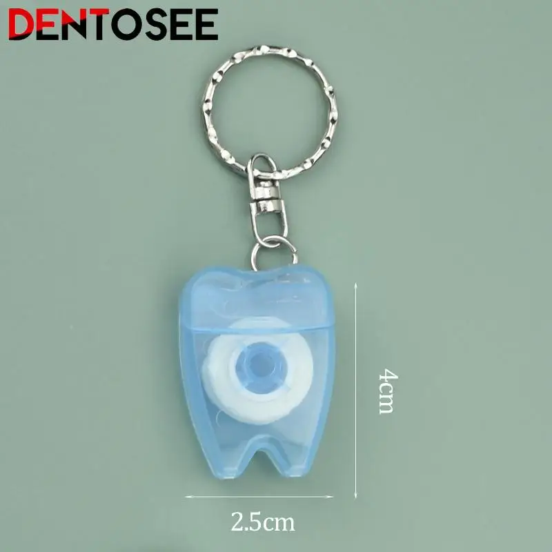 Hot Sale Tooth-Shaped Key Chain Type Flat-Line Portable Dental Floss Gum Care Color Random 5Pcs/bag