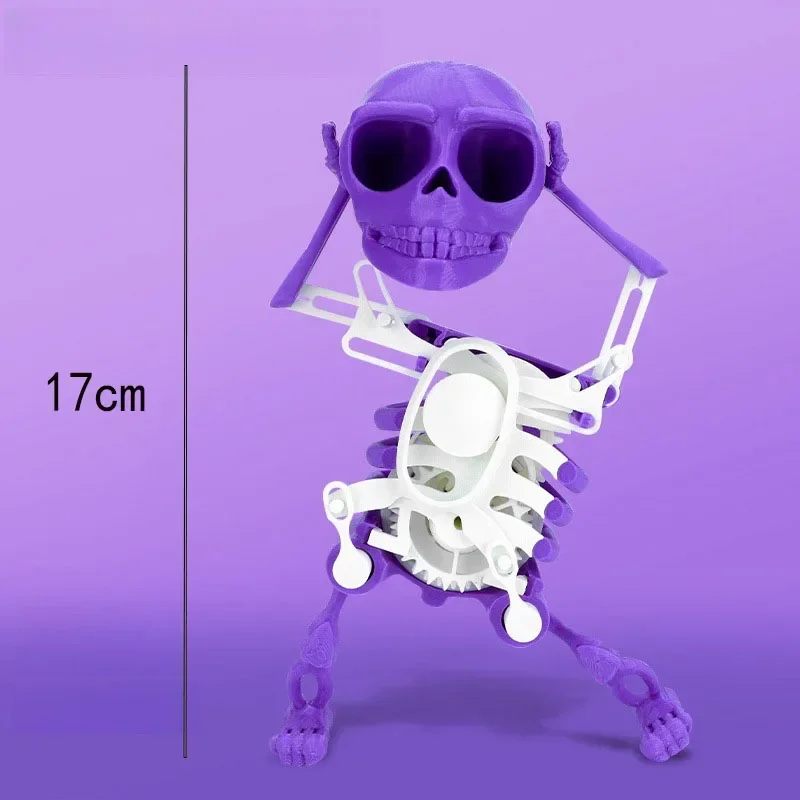 Nuevo esqueleto de baile con mecanismo de relojería divertido con impresión 3D, esqueleto oscilante, juguete pequeño, colgante, decoración de relojería, juguetes de Halloween