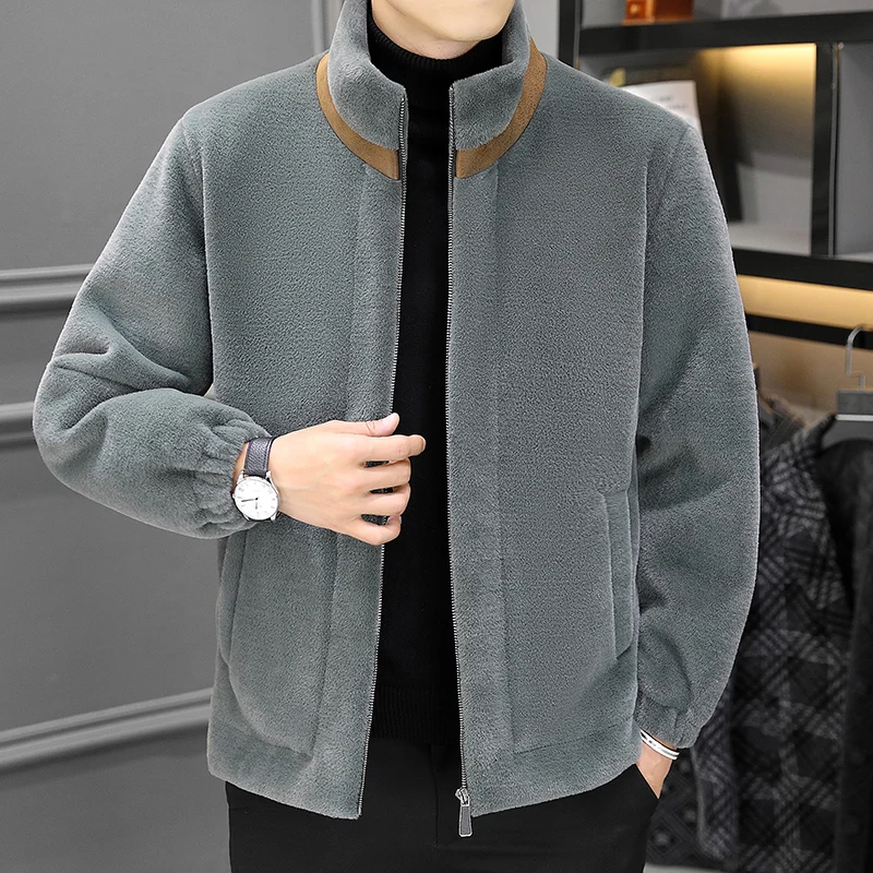 

Высококачественная мужская модная, классная и повседневная однотонная осенне-зимняя куртка из норки, бархата, хлопка и плотная куртка