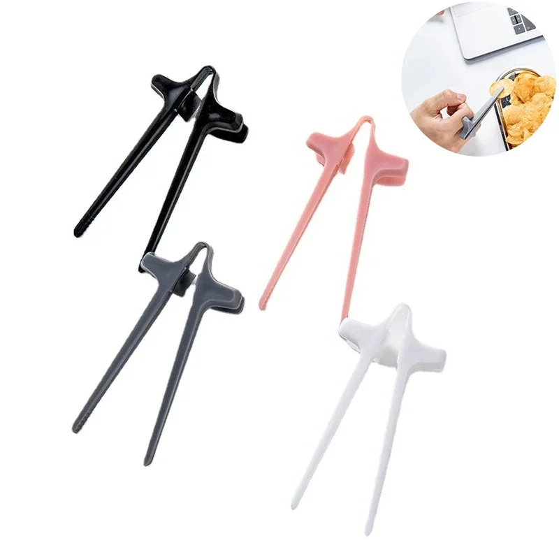 Multifunction Finger Chopsticks Potato Chip Snacks Clips Finger Tongs Without Dirty Hands Kitchen Tool Lazy Artifact Practical
