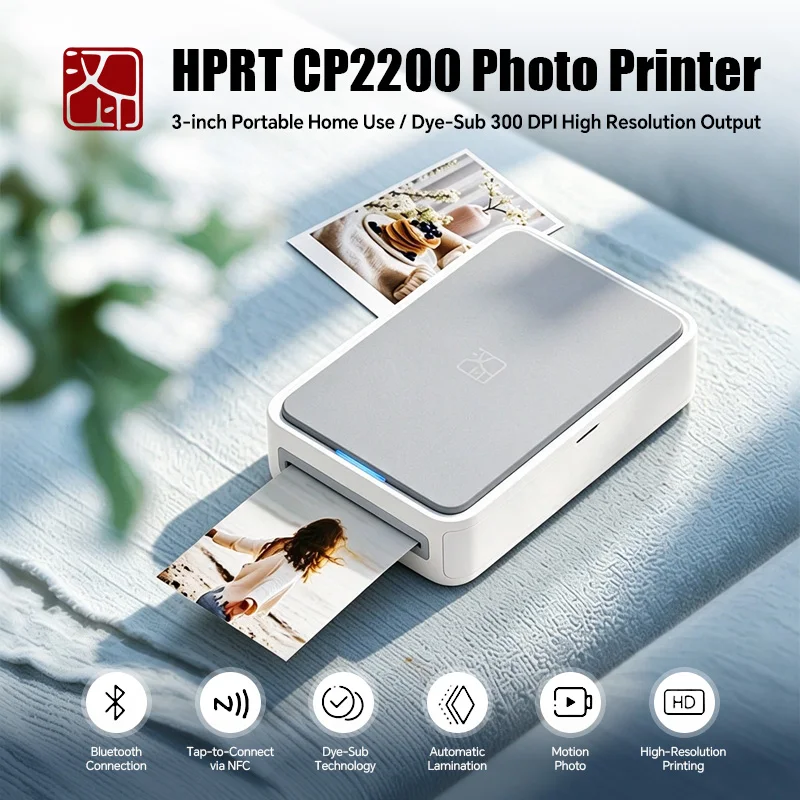 HPRT CP2200 Portable Bluetooth Photo Printer for Smartphones, 300 DPI Dye Sublimation, Travel & Scrapbooking